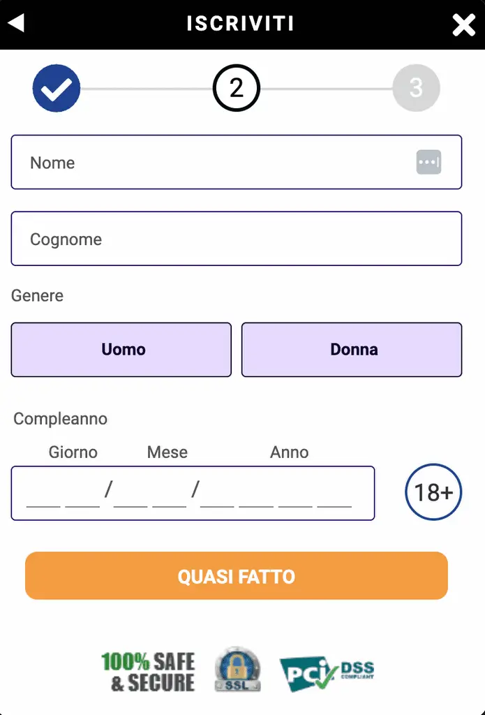 2 passo di registrazione con GratoWin