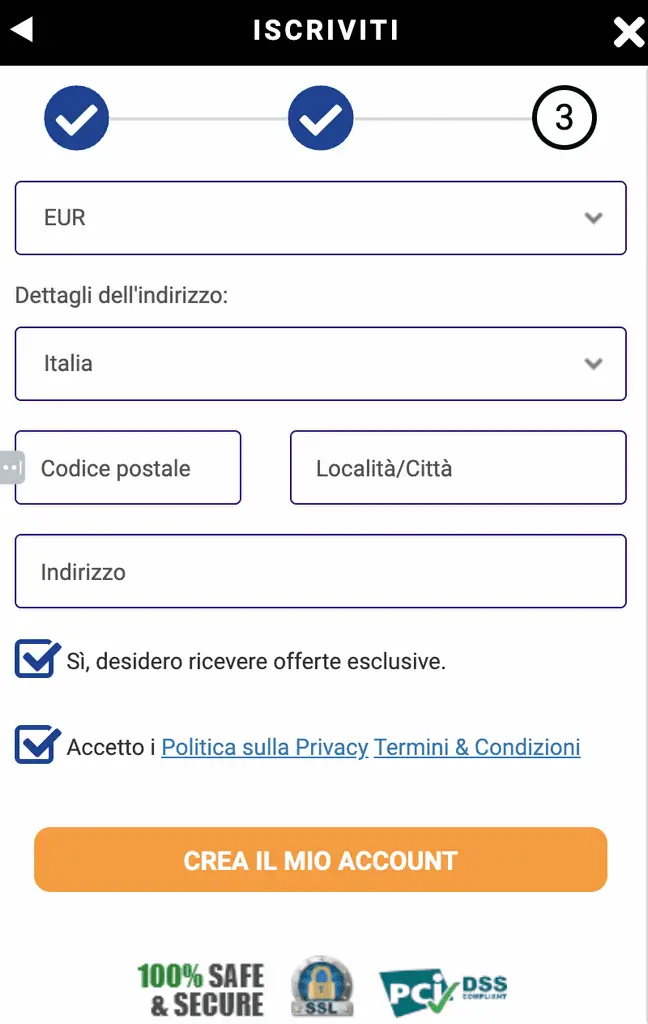 3 passo di registrazione con GratoWin