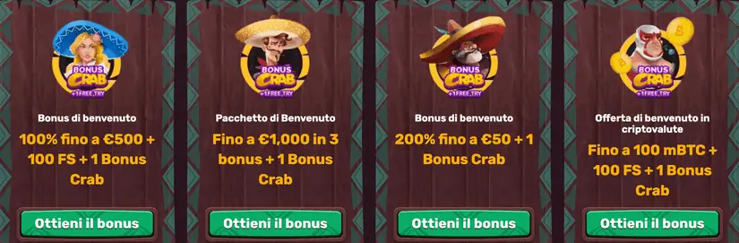Bonus di benvenuto disponibili al casinò 5Gringos
