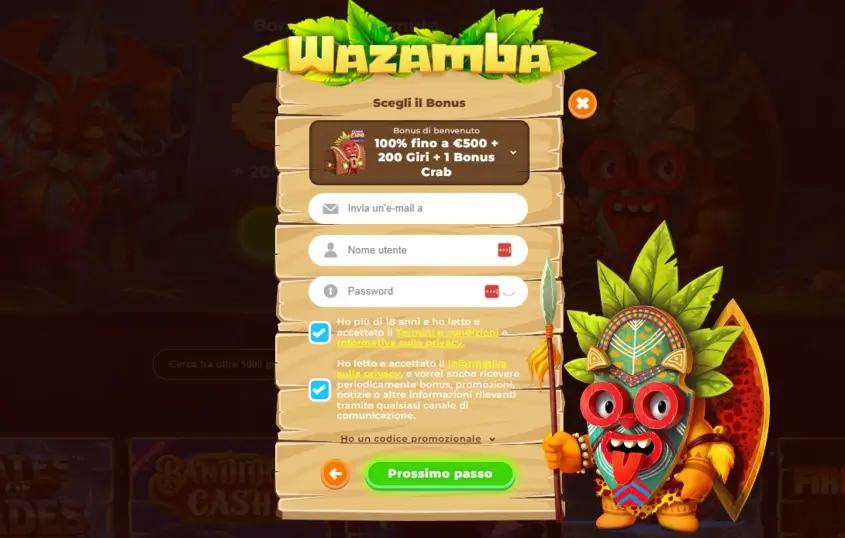 wazamba casino registrazione